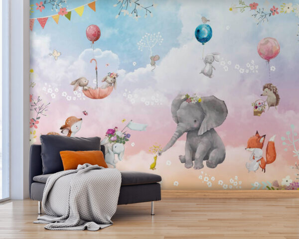 Peinture murale d'animaux et de ballons u59964pig25m 600x480 - Peinture murale d'animaux et de ballons - tegory