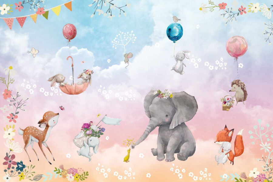 Peinture murale d'animaux et de ballons u59964p 900x600 - Peinture murale d'animaux et de ballons - tegory