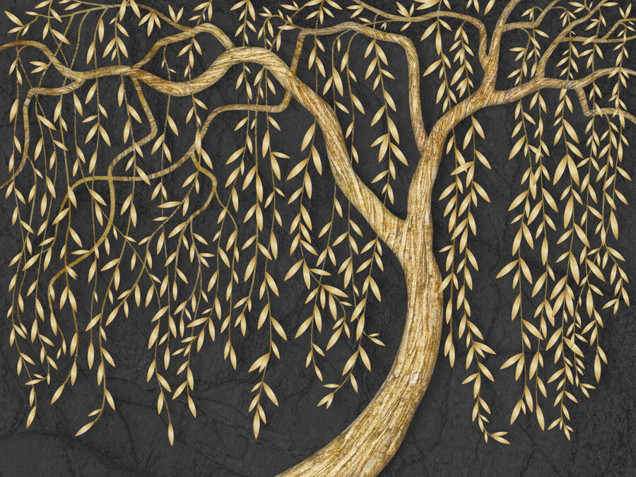 Arbre métallique élégant sur fond sombre