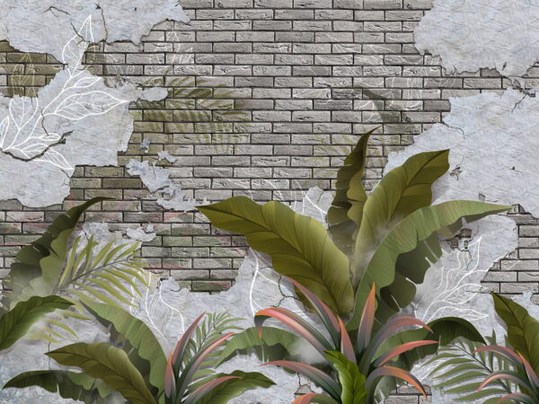 Mur de briques avec des feuilles et un mur de briques u59823p 600x450 - Mur de briques avec des feuilles et un mur de briques - tegory