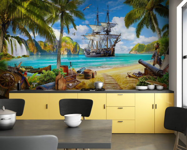 Bateau pirate sur une plage Bateau pirate sur une plage