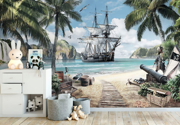 Peinture d'un bateau sur une plage Peinture d'un bateau sur une plage