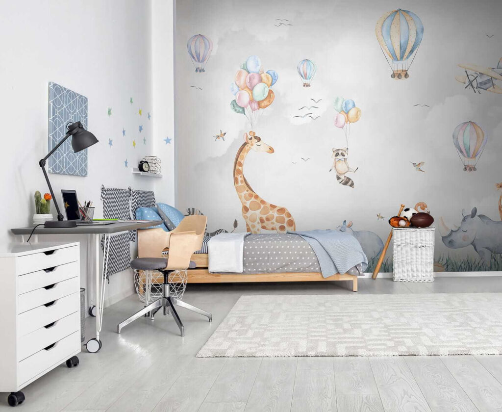 Wall mural of animals and balloons Wall mural of animals and balloons