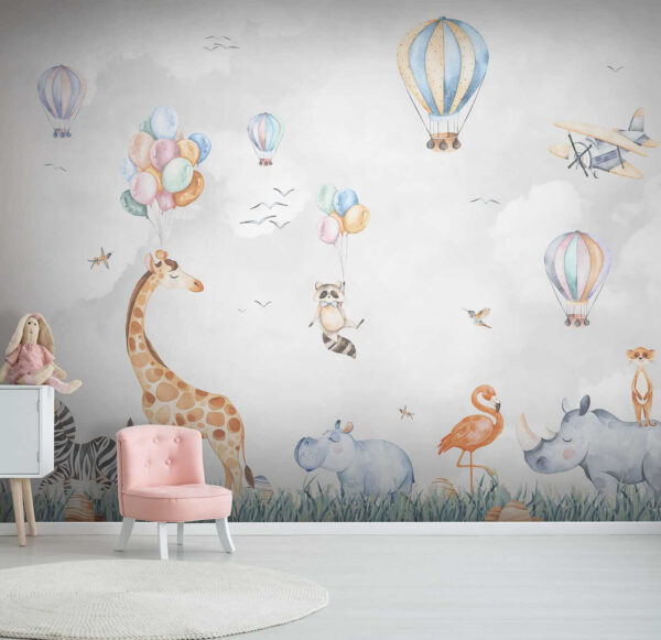 Peinture murale d'animaux et de ballons Peinture murale d'animaux et de ballons
