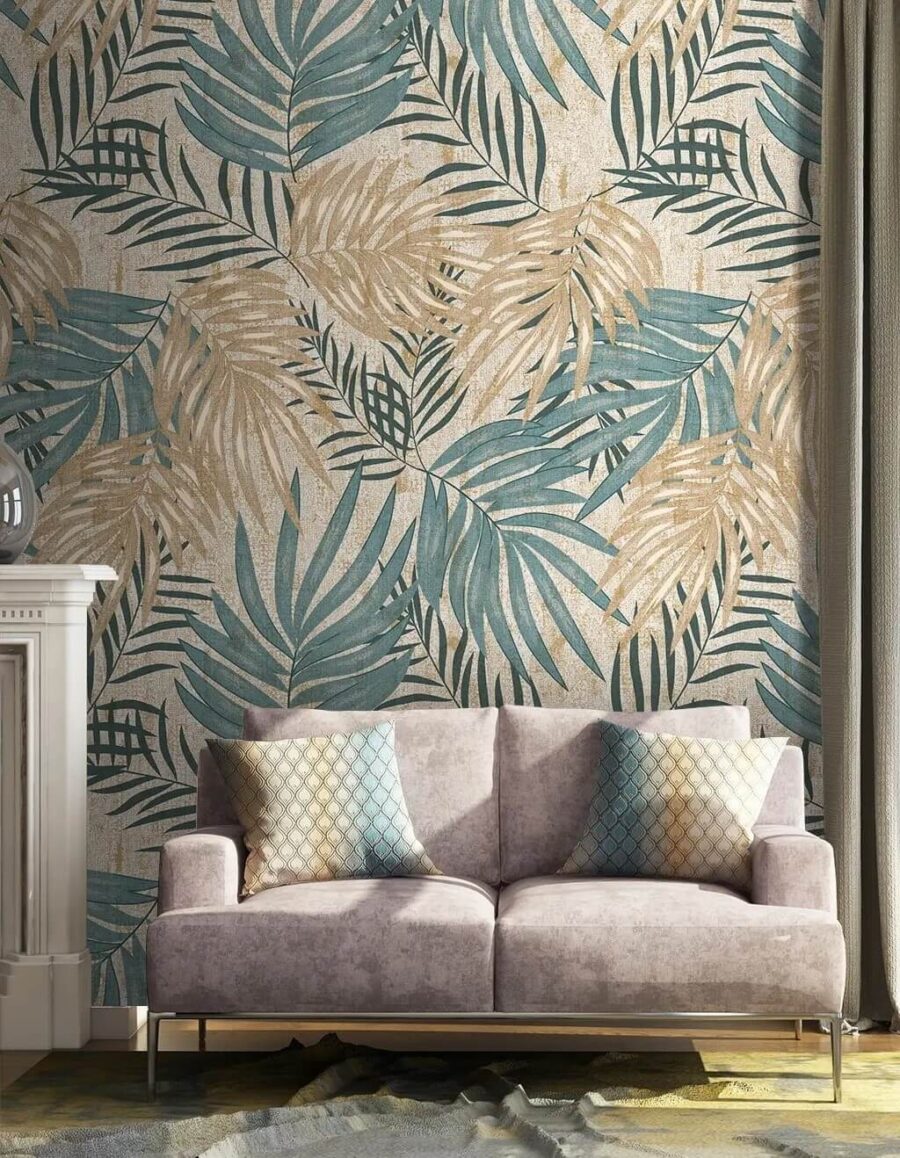 Élégante composition de feuilles tropicales affichée. Élégante composition de feuilles tropicales affichée.