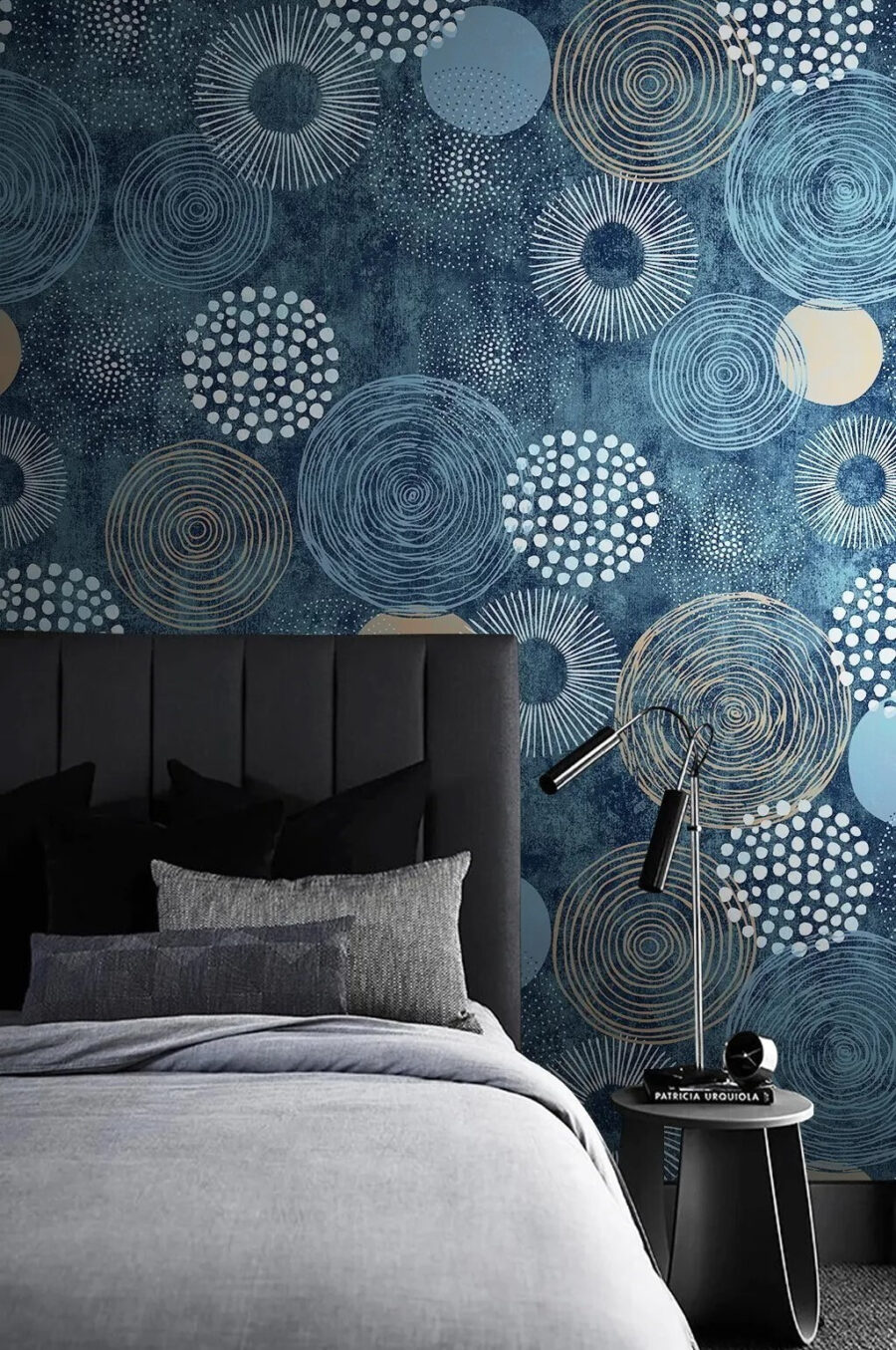 Motif bleu et blanc avec des cercles