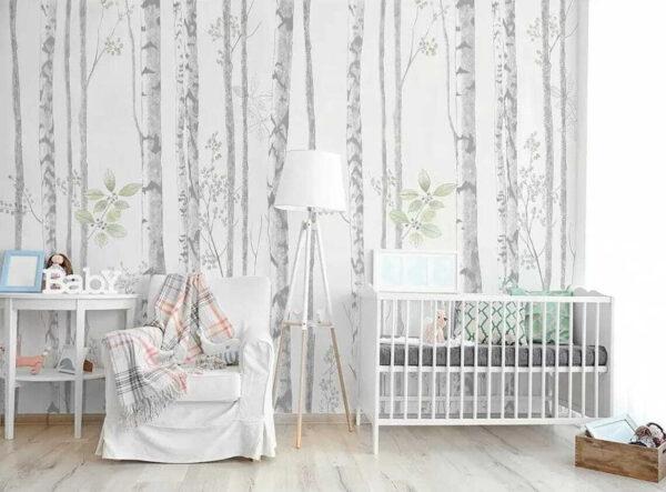 Papier peint avec des arbres et des feuilles Papier peint avec des arbres et des feuilles