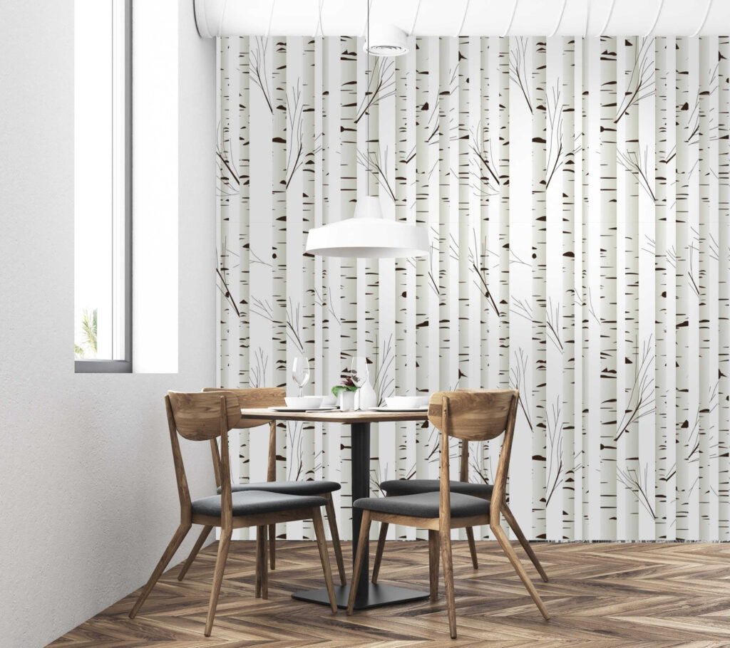 White and brown striped curtain