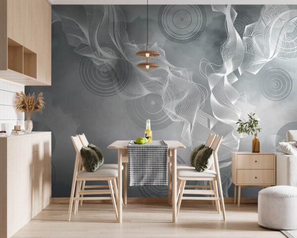 Tourbillons blancs et noirs sur fond gris Tourbillons blancs et noirs sur fond gris