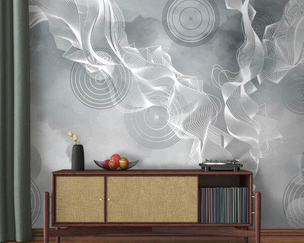 Tourbillons blancs et noirs sur fond gris Tourbillons blancs et noirs sur fond gris