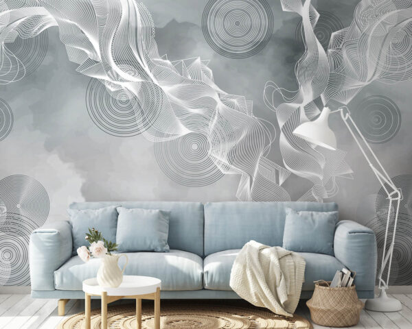 Tourbillons blancs et noirs sur fond gris Tourbillons blancs et noirs sur fond gris