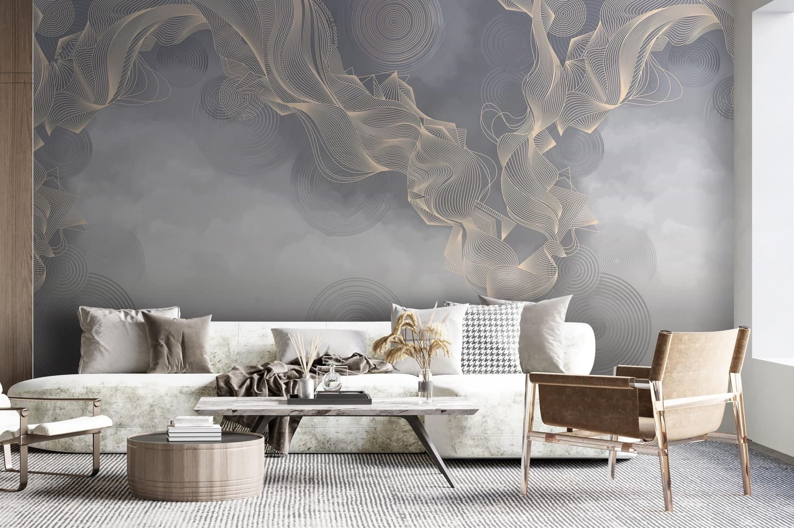 Fond gris et blanc avec des cercles et des lignes u58943pig1m - Fond gris et blanc avec des cercles et des lignes - tegory