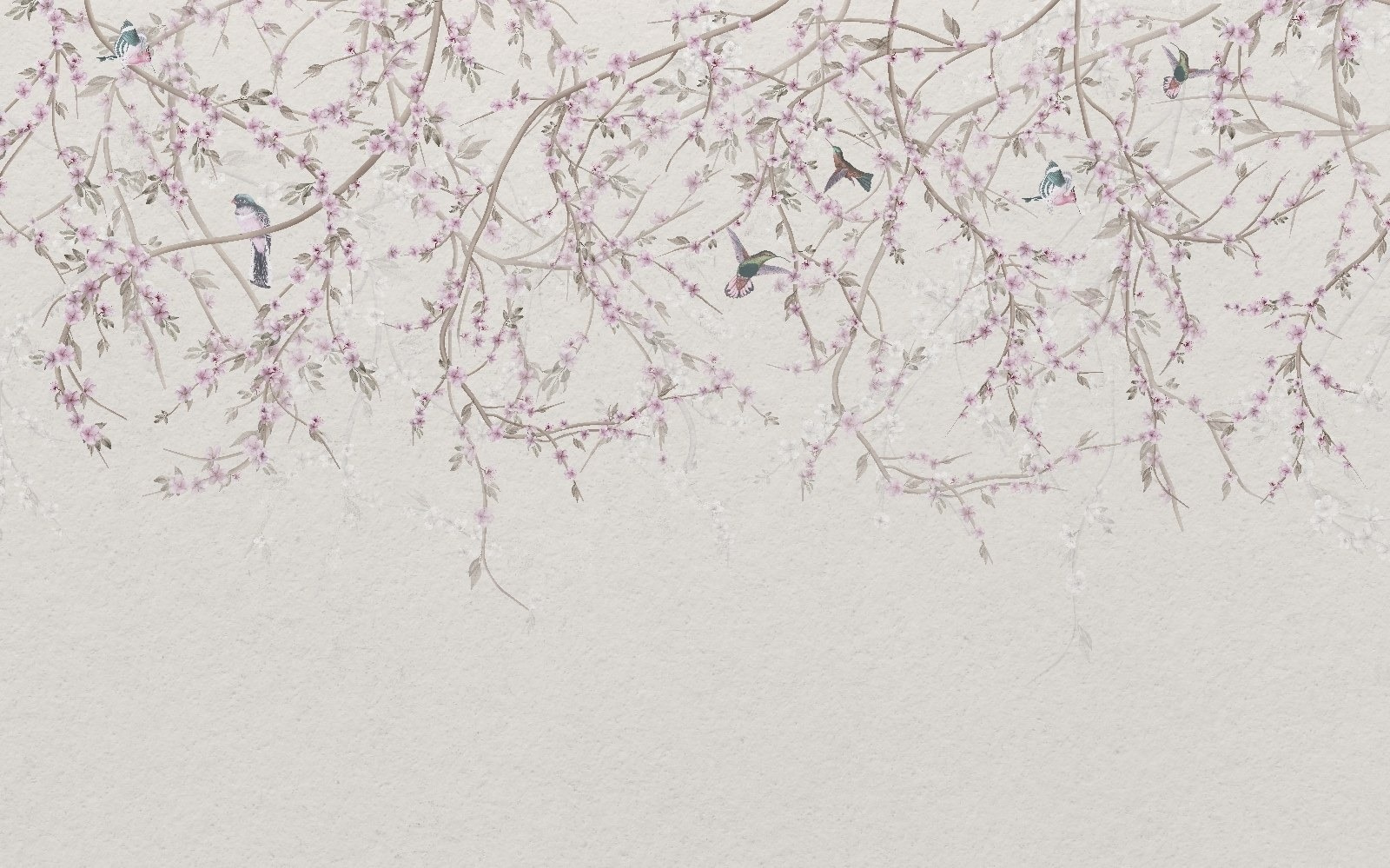 Painting of birds on a tree branch