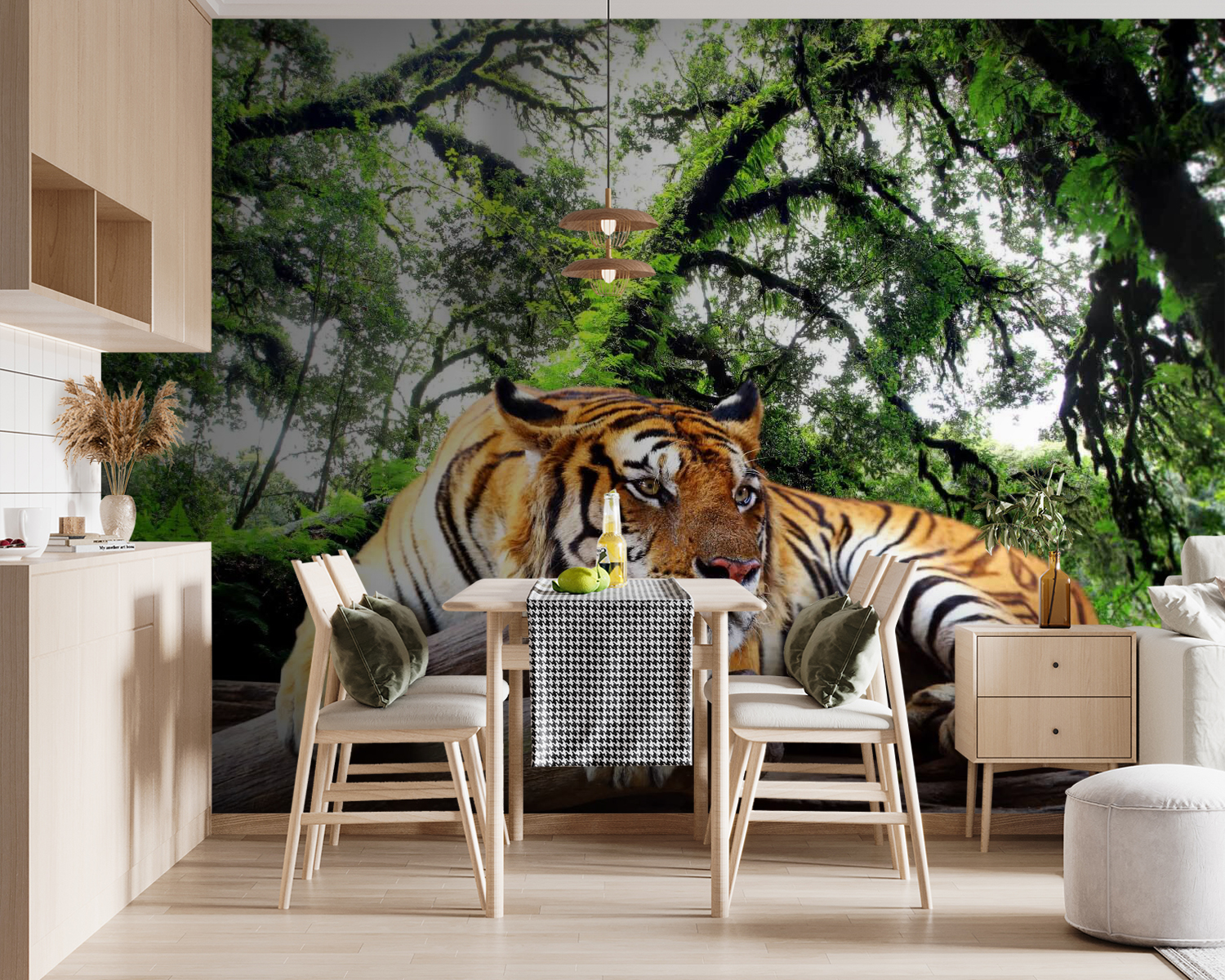 Tigre couché sur un tronc u57805pik119m - Tigre couché sur un tronc - tegory