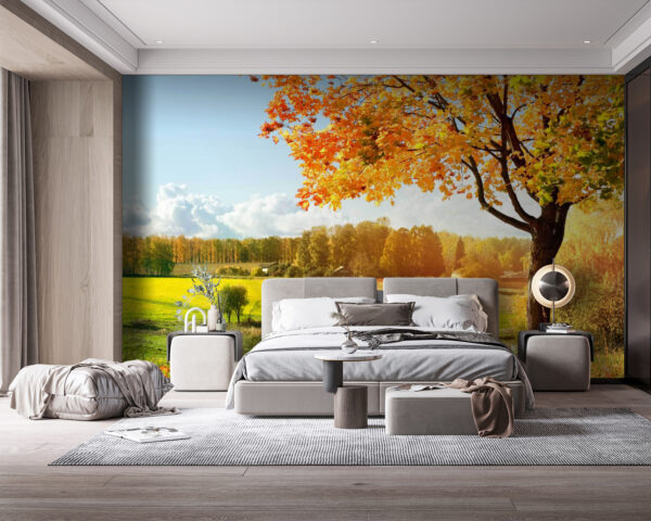 Arbre avec des feuilles d'oranger dans un champ Arbre avec des feuilles d'oranger dans un champ
