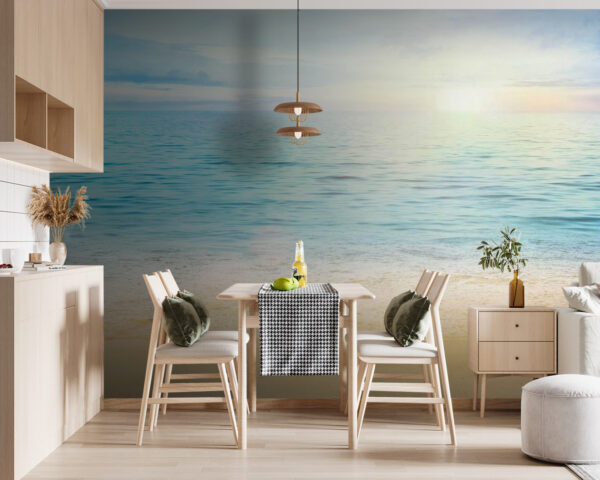 Plage de sable avec eau bleue et ciel bleu Plage de sable avec eau bleue et ciel bleu
