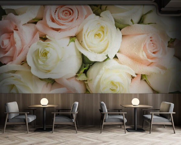 Groupe de roses roses et blanches Groupe de roses roses et blanches