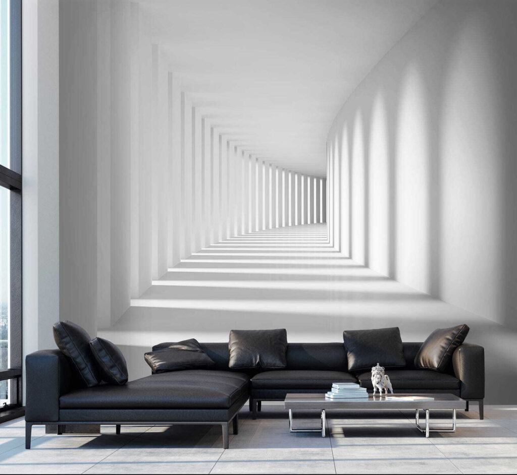White room with columns and light White room with columns and light