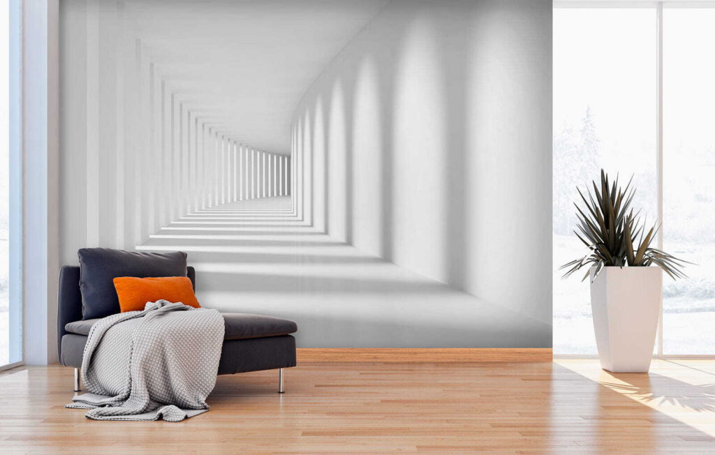 White room with columns and light White room with columns and light