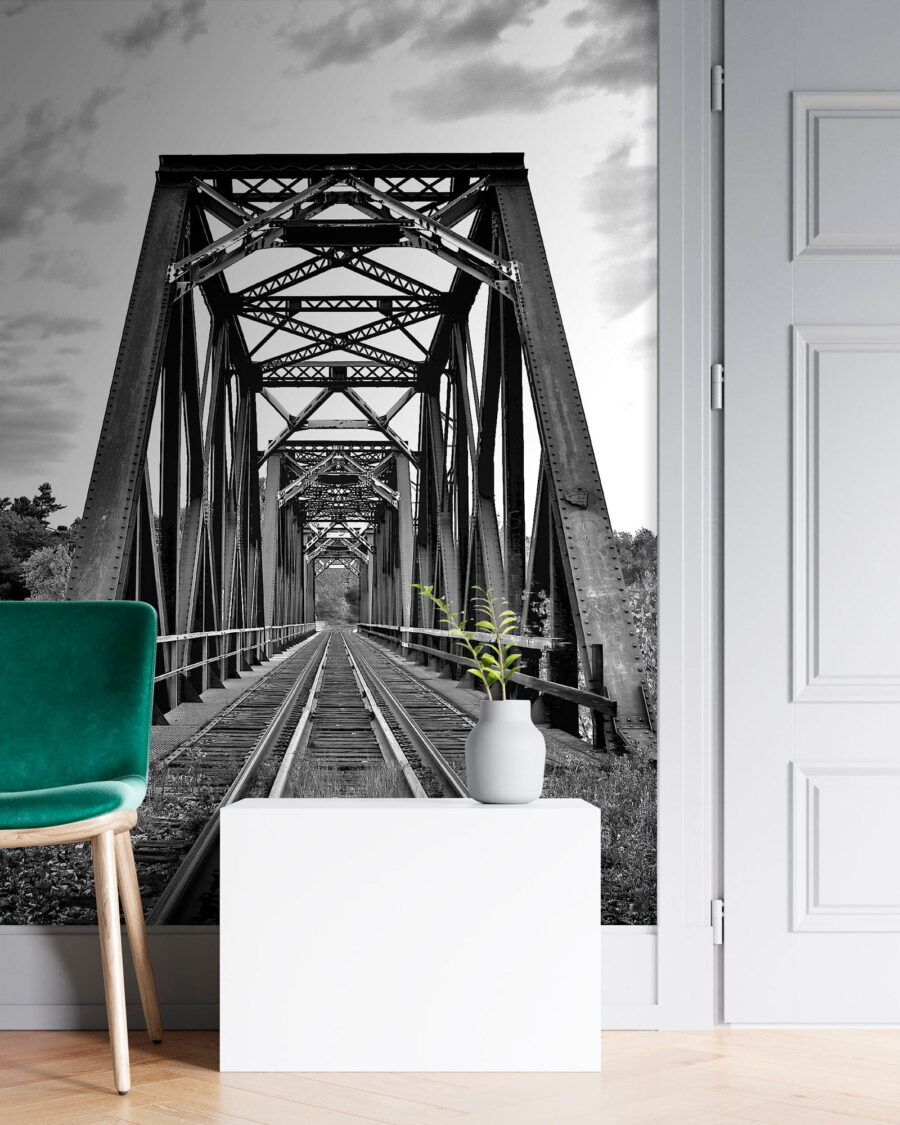 Voies ferrées traversant un pont