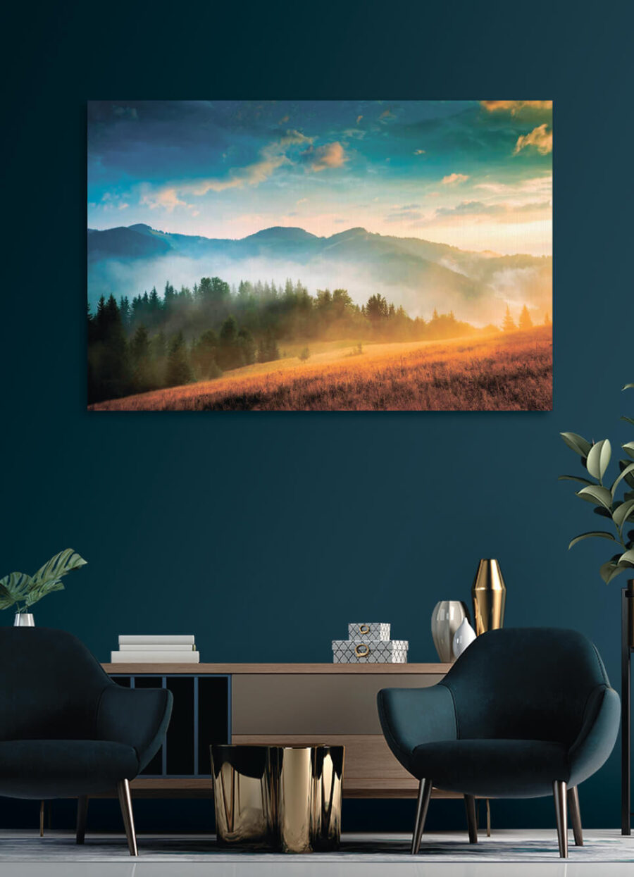 Paysage avec arbres et montagnes
