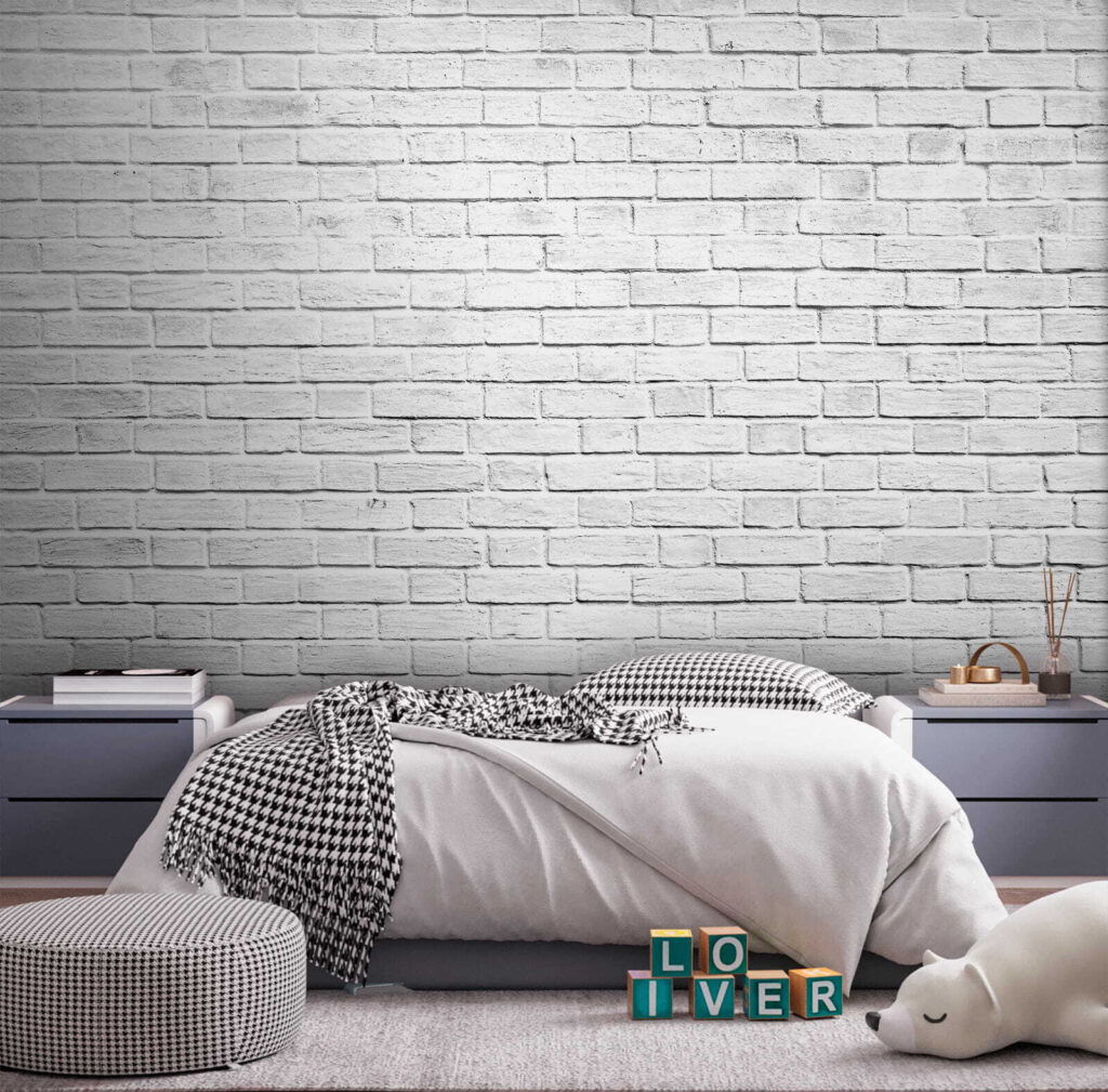 White brick wall with many small bricks White brick wall with many small bricks