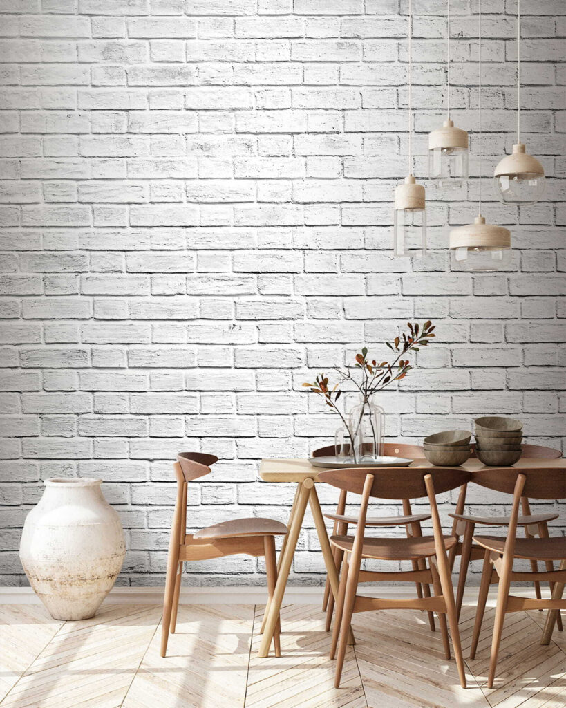 White brick wall with many small bricks White brick wall with many small bricks