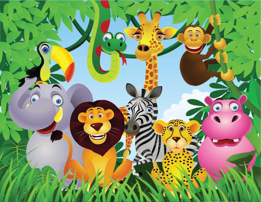 Groupe d'animaux dans la jungle
