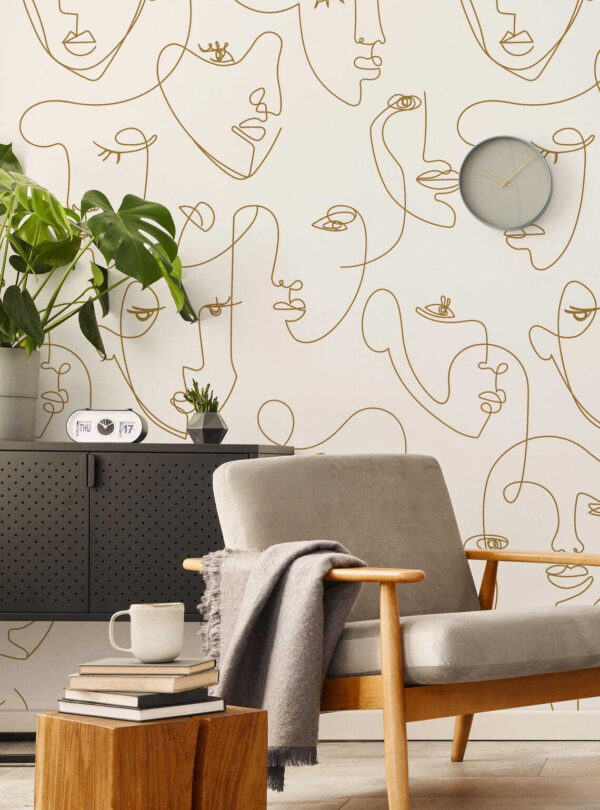 Motif de visages dessinés avec des lignes fines Motif de visages dessinés avec des lignes fines