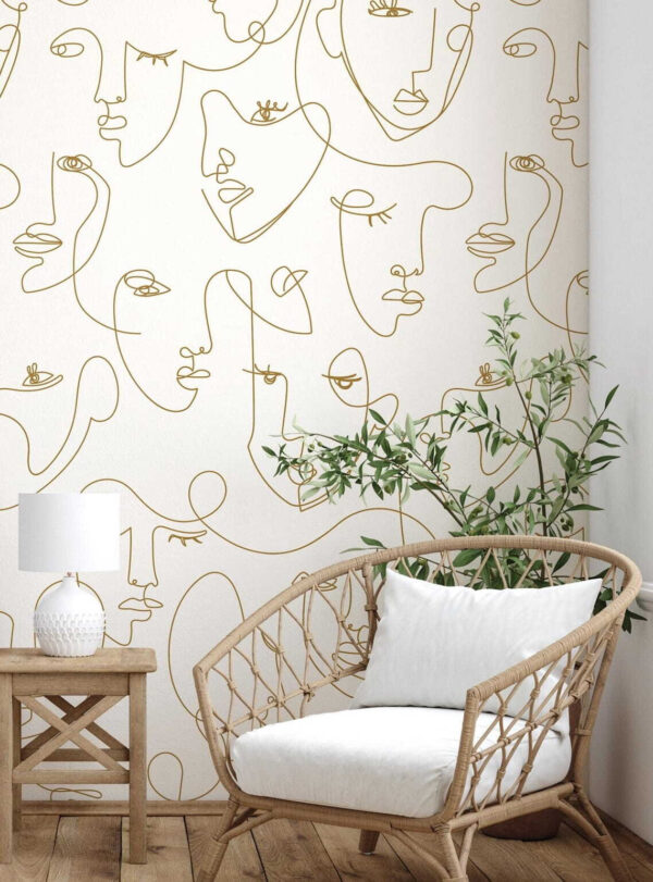 Motif de visages dessinés avec des lignes fines Motif de visages dessinés avec des lignes fines