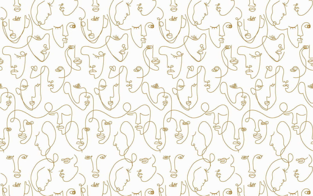 Motif de visages dessinés avec des lignes fines Motif de visages dessinés avec des lignes fines