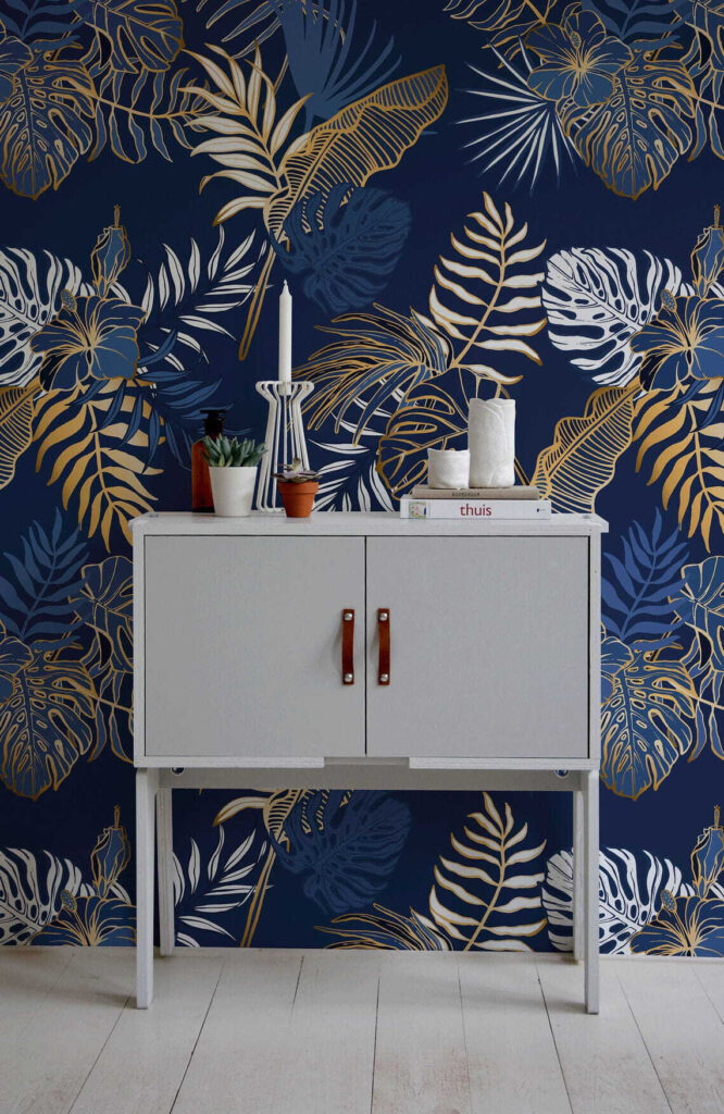 Motif de feuilles sur fond bleu u53271pih1 666x1024 - Motif de feuilles sur fond bleu - tegory