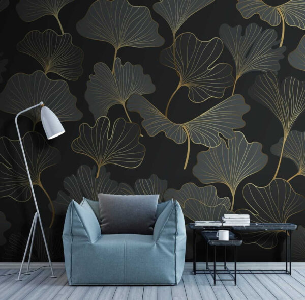Motif de feuilles sur fond noir Motif de feuilles sur fond noir