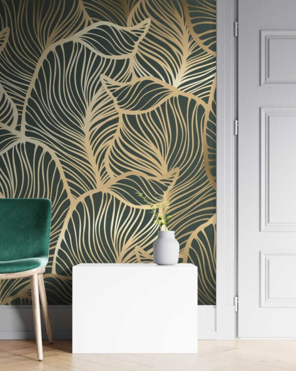 Motif de feuilles sur fond vert Motif de feuilles sur fond vert