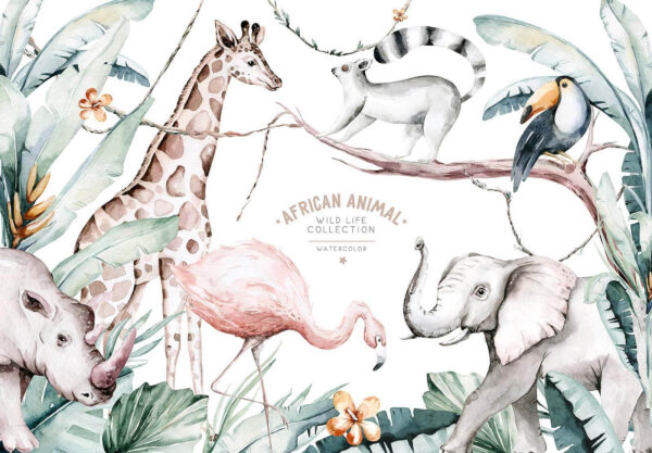 Illustration à l'aquarelle d'animaux et de plantes Illustration à l'aquarelle d'animaux et de plantes