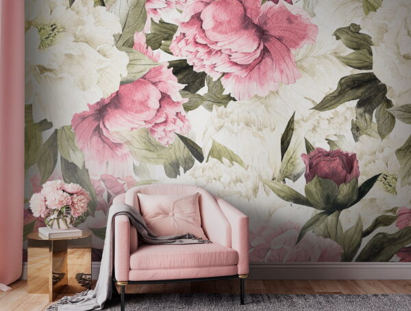Motif de fleurs roses et blanches Motif de fleurs roses et blanches