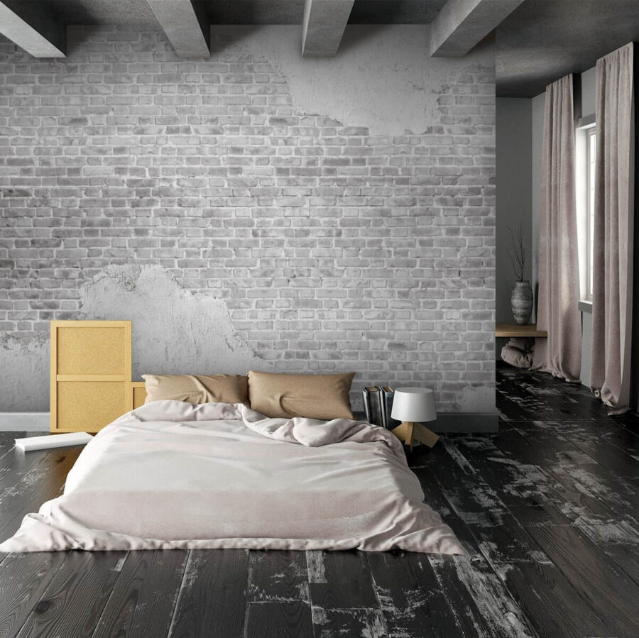 Papier peint Mur de briques blanches avec une tache blanche – Image 2