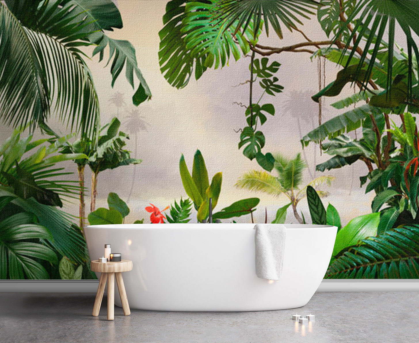 Group of plants with trees and flowers