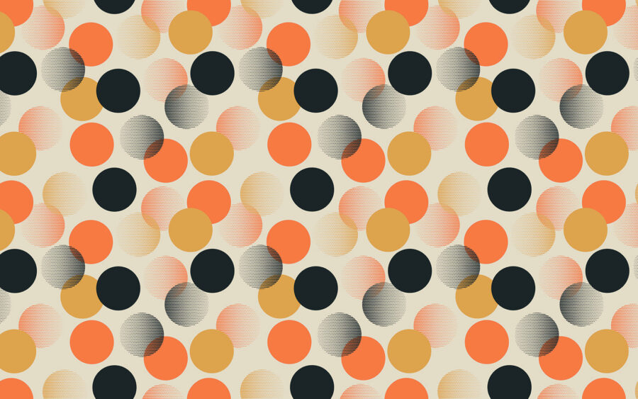 Motif de cercles orange et noirs