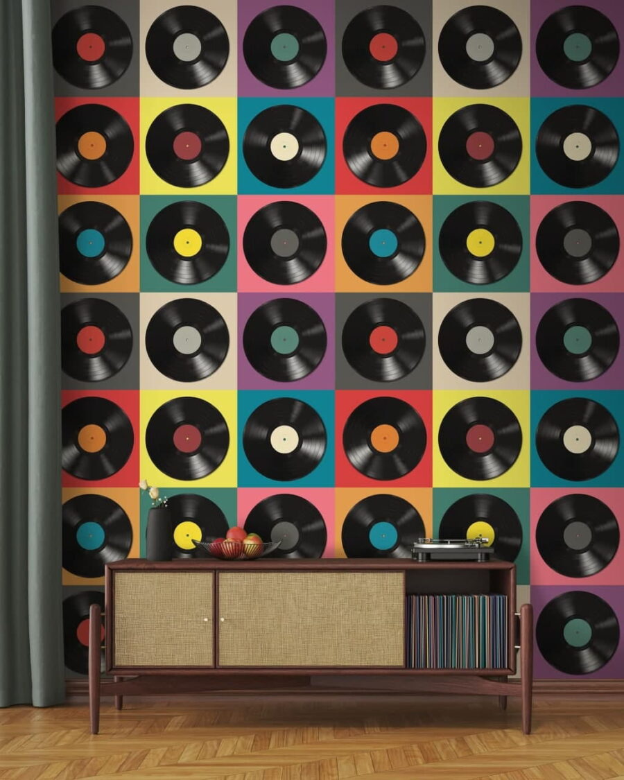 Motif de disques vinyles noirs