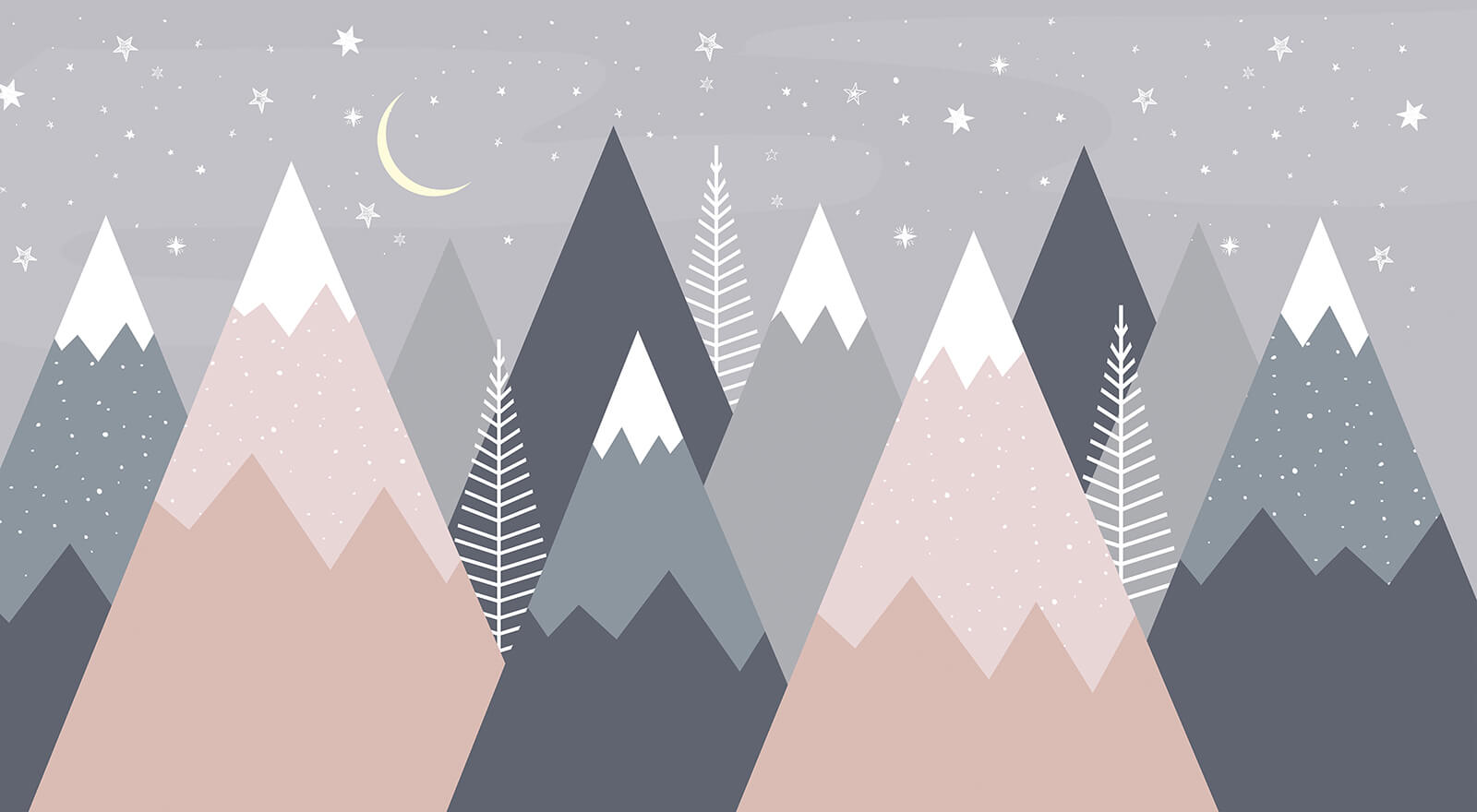 Chaîne de montagnes avec arbres et étoiles u51255p - Chaîne de montagnes avec arbres et étoiles - tegory