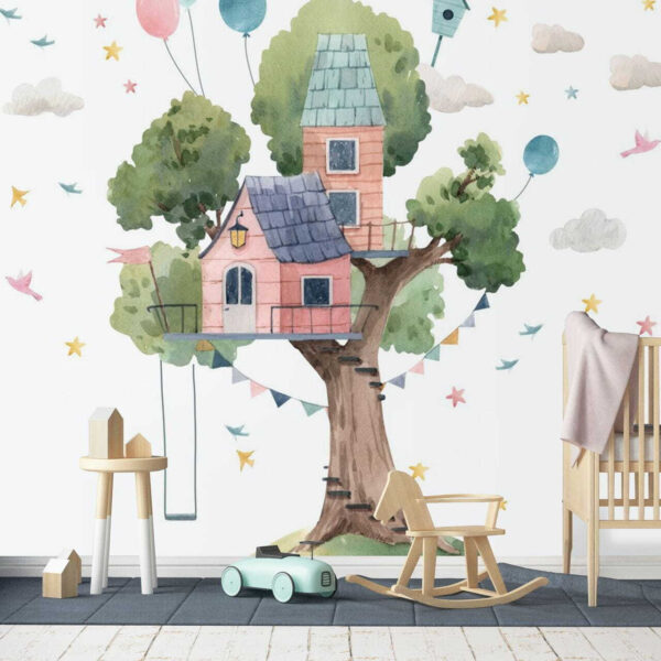 Aquarelle d'une cabane dans un arbre Aquarelle d'une cabane dans un arbre