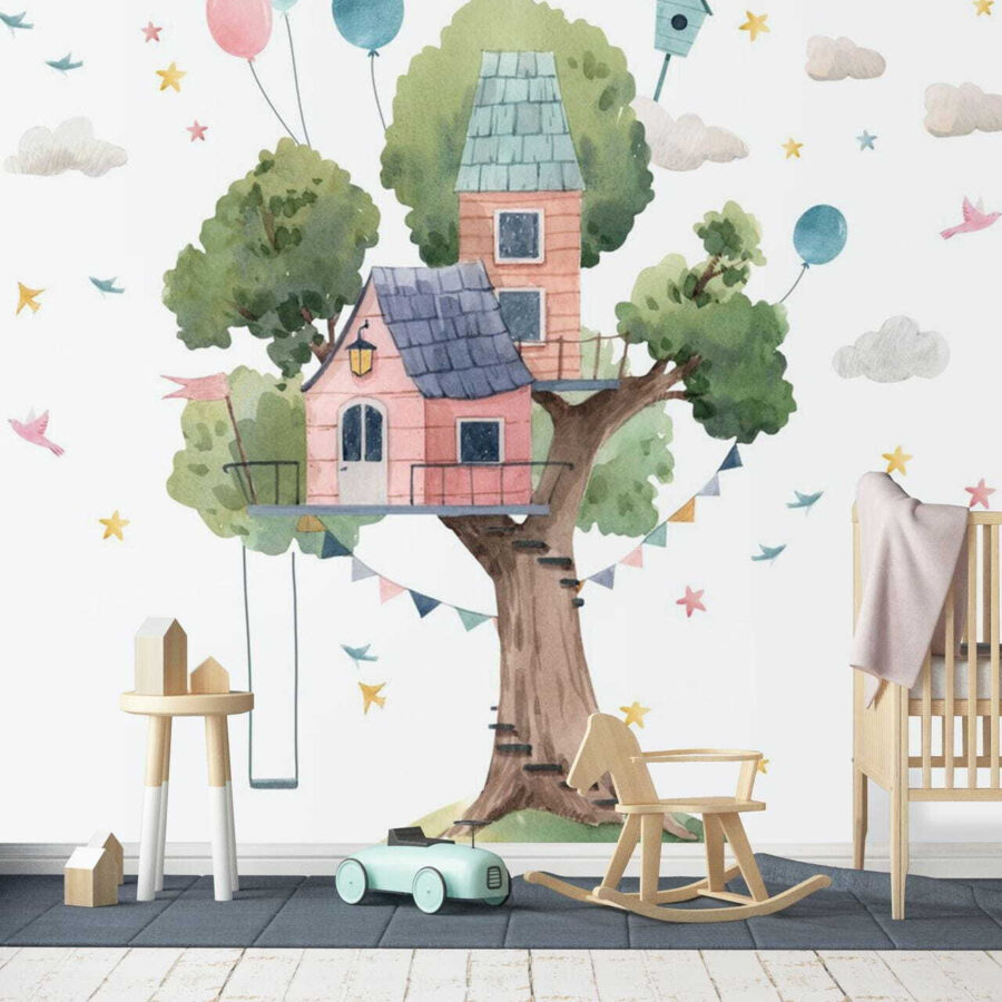 Aquarelle d'une cabane dans un arbre Aquarelle d'une cabane dans un arbre