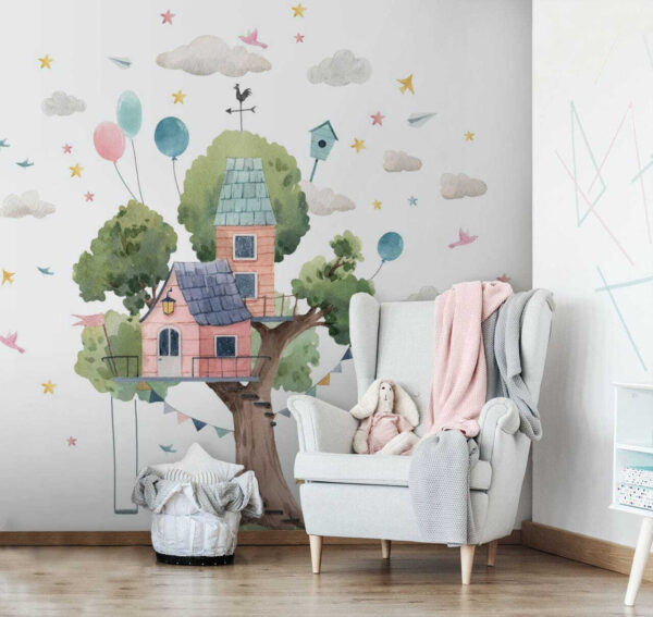 Aquarelle d'une cabane dans un arbre Aquarelle d'une cabane dans un arbre