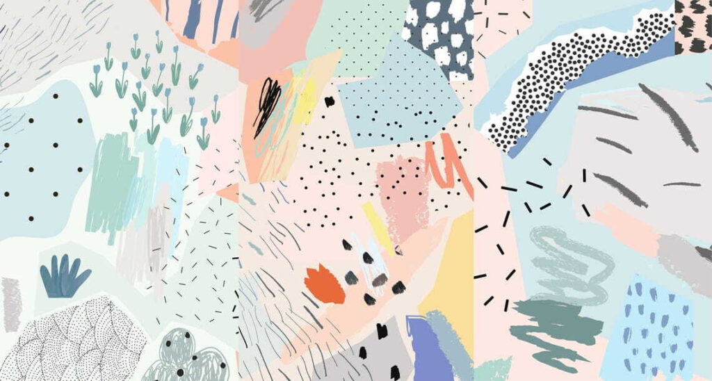 Collage de morceaux de papier de différentes couleurs Collage de morceaux de papier de différentes couleurs