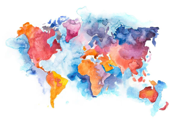 Carte du monde en aquarelle Carte du monde en aquarelle