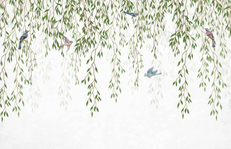 Oiseaux sur une branche d'arbre