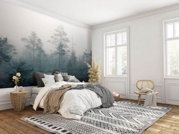 Papier peint Papier peint Forêt brumeuse avec des arbres (UGS : u51022)