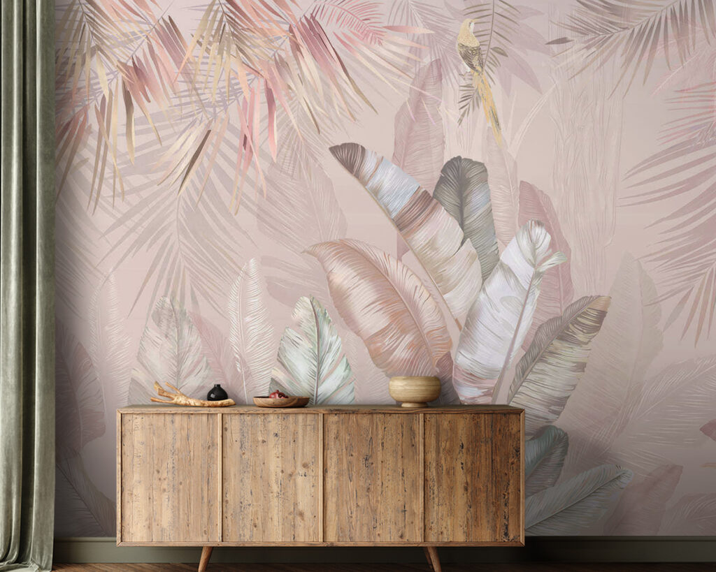 Tropical leaves in soft pastel hues Tropical leaves in soft pastel hues