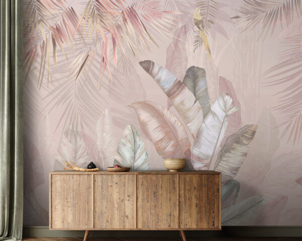 Tropical leaves in soft pastel hues Tropical leaves in soft pastel hues